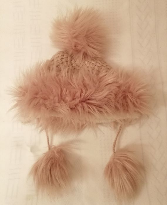 Детско зимно яке H&M за момиче, цвят: пепел от рози+бонус шапка