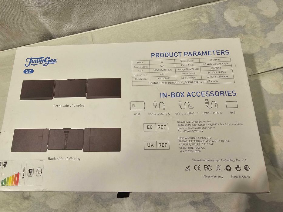Monitor portabil 2x "14 inch Teamgee s2 Kefeya s2