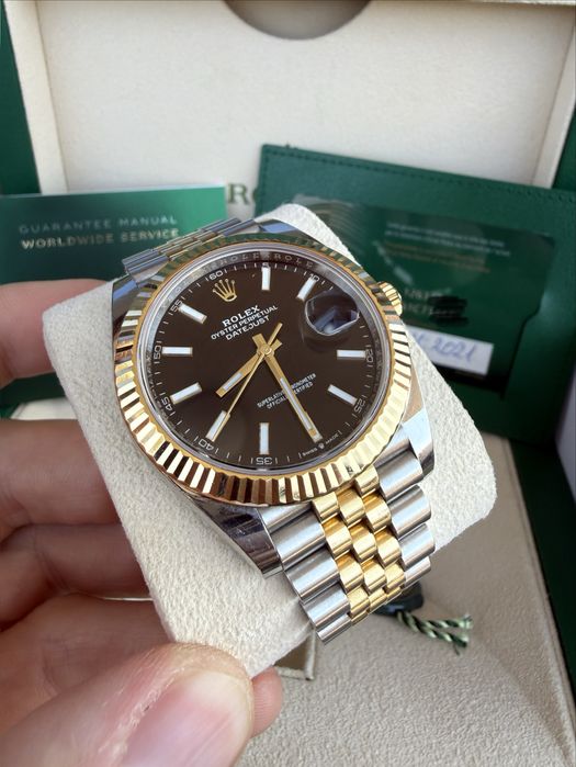 Rolex 126333 DateJust Black Stick 41 Two Tone Yellow Gold 41mm