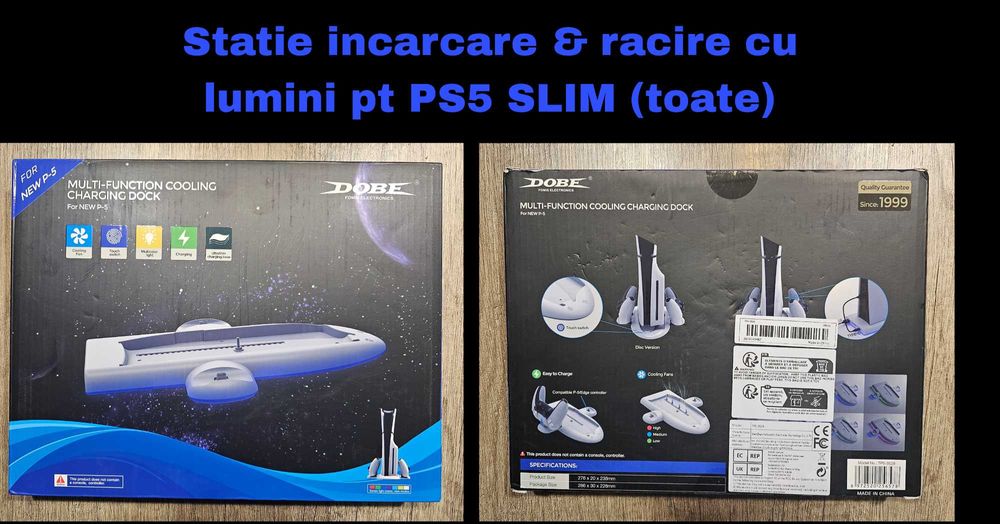 Stand incarcare si racire PS5 cu lumini
