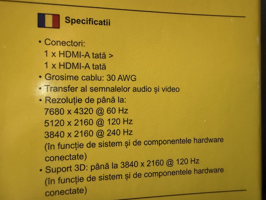 7x Cabluri HDMI Delock 85296 8K60Hz/4K240Hz T-T 5m 10metri Flat Cabluri de retea S/FTP (PIMF) GOLD CAT 6A dublu ecranate