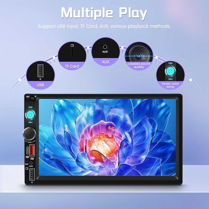 Rimoody Двудиново безжично Carplay/Android Auto автомобилно стерео, 7"