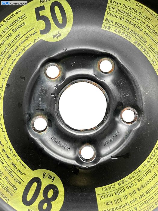 Janta Roata Rezerva Slim 5x112 T125 70 R16 16 3,5Jx16 H2 ET25,5 Volkswagen Golf PLUS 2004 - 2013 Cod 1K0601027S 1K0601027AL [B4223]