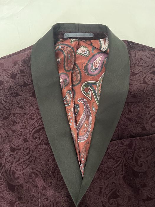 Sacou bărbătesc NEXT vișiniu de catifea slim fit