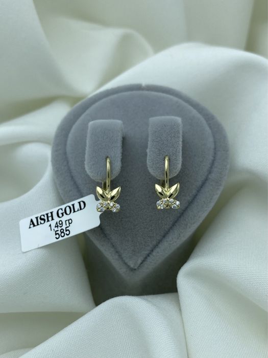 Детские серьги 585 золото, кизлар учун зираклар 585 тилла
