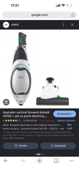 Vorwerk Kobold VK150 – Aspirator Premium German – Stare Excelentă + Accesorii