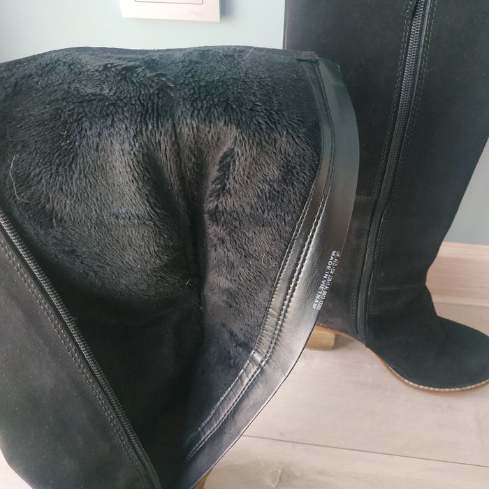Сапоги замша, черные размер 36-37