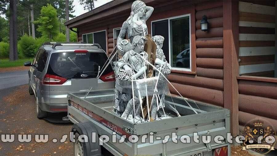 Set statuete băiat și fată, gri patinat, model S43.