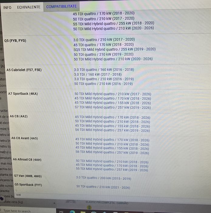 Chit lant de distributie Audi Volkswagen HEPU 21-0652