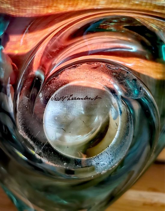 Антикварно плато купа Val St.Lambert подписана уникална Patelle Modern