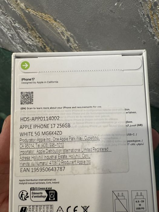 Iphone 17/ 256 GB/ Alb/ Sigilat/Factura+ Garantie Orange/ Husa cadou