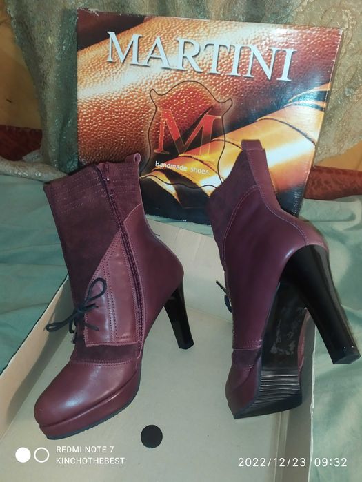 Ефектни боти с висок ток № 38 естествена кожа