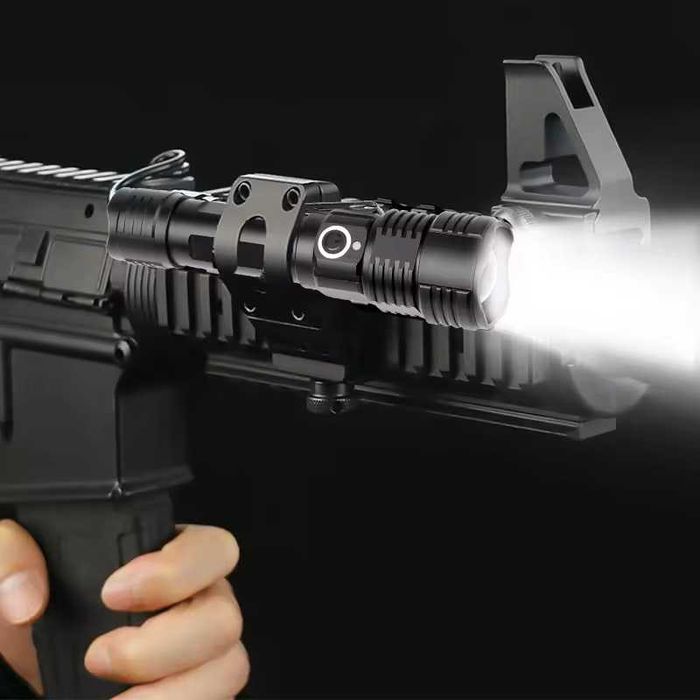 4 в 1 Многоцветен тактически фенер, червен зелен син, прожектор за лов