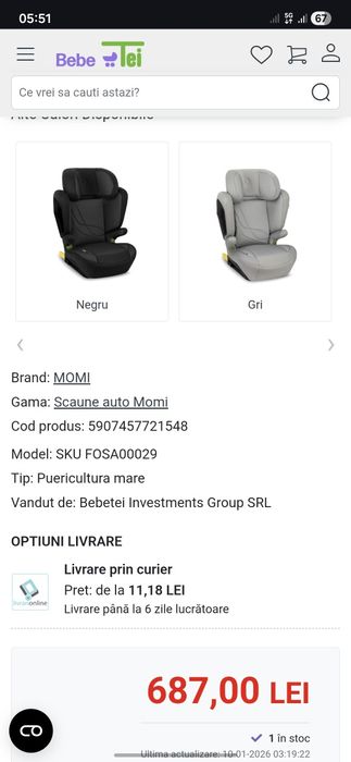 Scaun auto copil Momi isofix