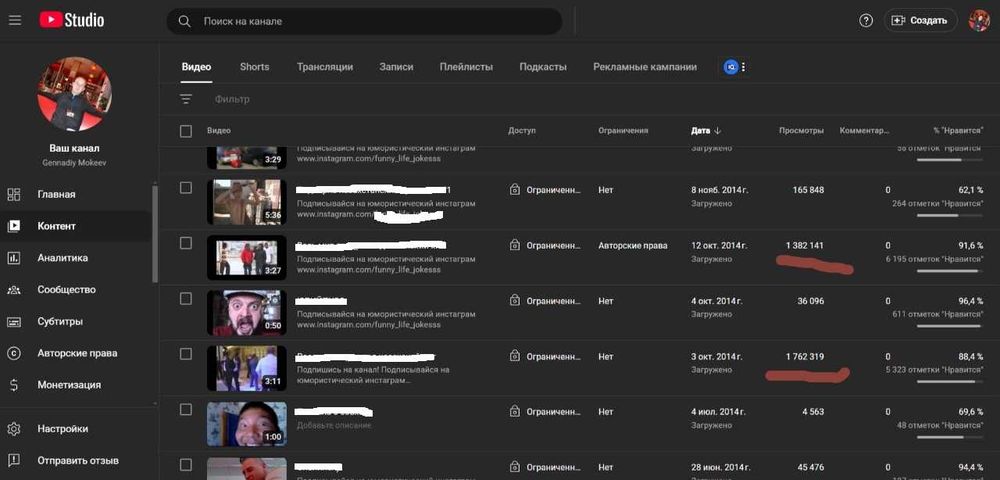 Youtube Канал 12200 подписчиков