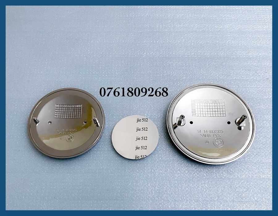 Set 3 embleme aluminiu logo alb-negru BMW pentru capota / portbagaj / volan