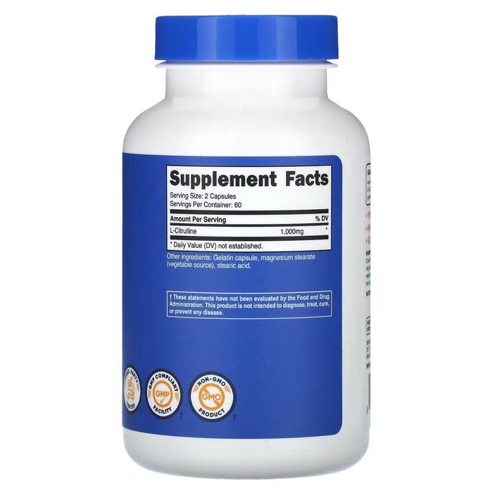 Nutricost, L-цитруллин 1000 мг., Л-цитрулин, L-sitrulin, Л-ситрулин