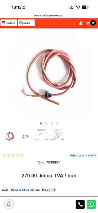 Senzor temperatura FC1 centrala pe lemne wiessmann