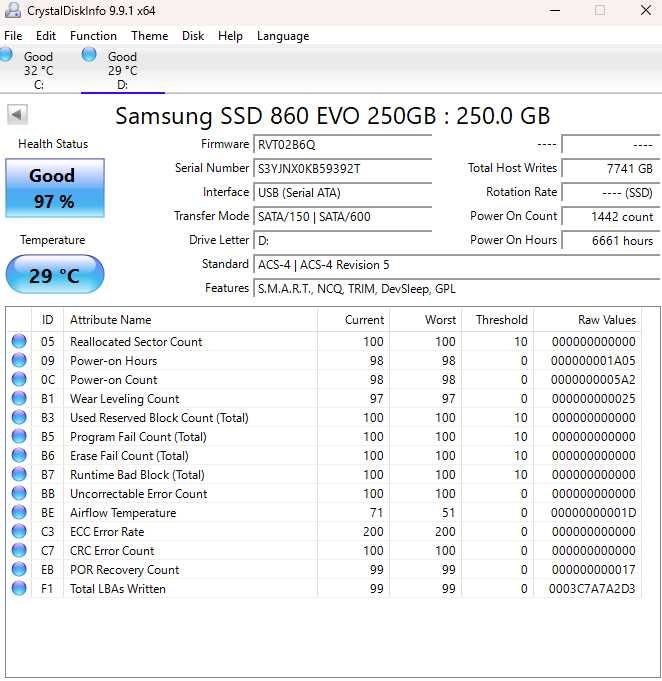 Samsung SSD 250GB 860EVO