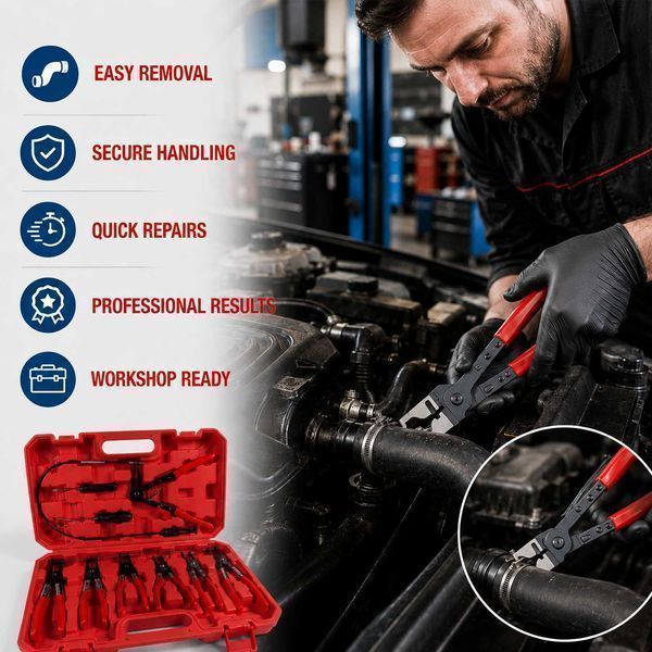 Комплект клещи за скоби водни съединения и маркучи, 9 бр. gebo tools