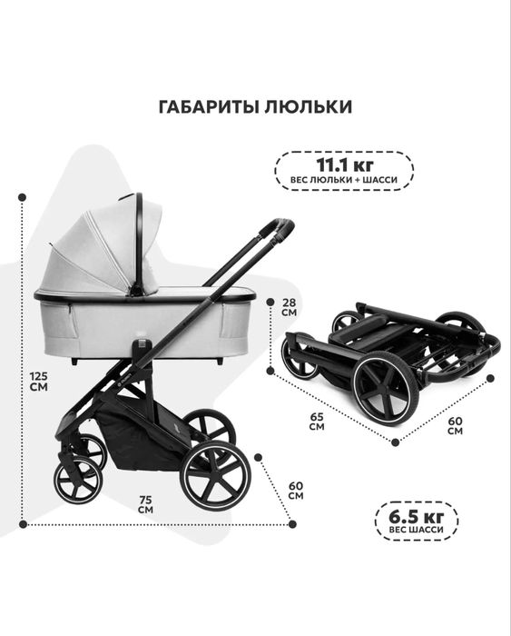 Новая коляска с прогулочным блоком и люлькой