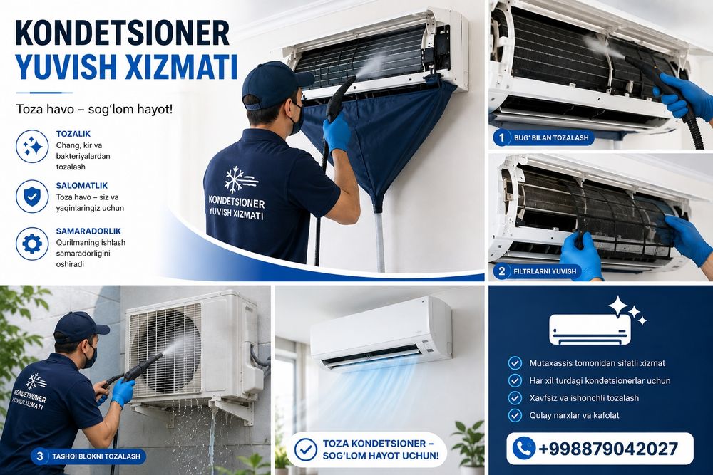 Konditsioner yuvish — tozalash xizmati Toshkent