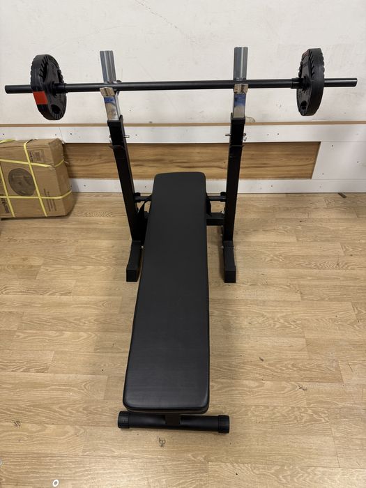 Banca piept dreapta si inclinat+bara haltera+discuri noi Germany