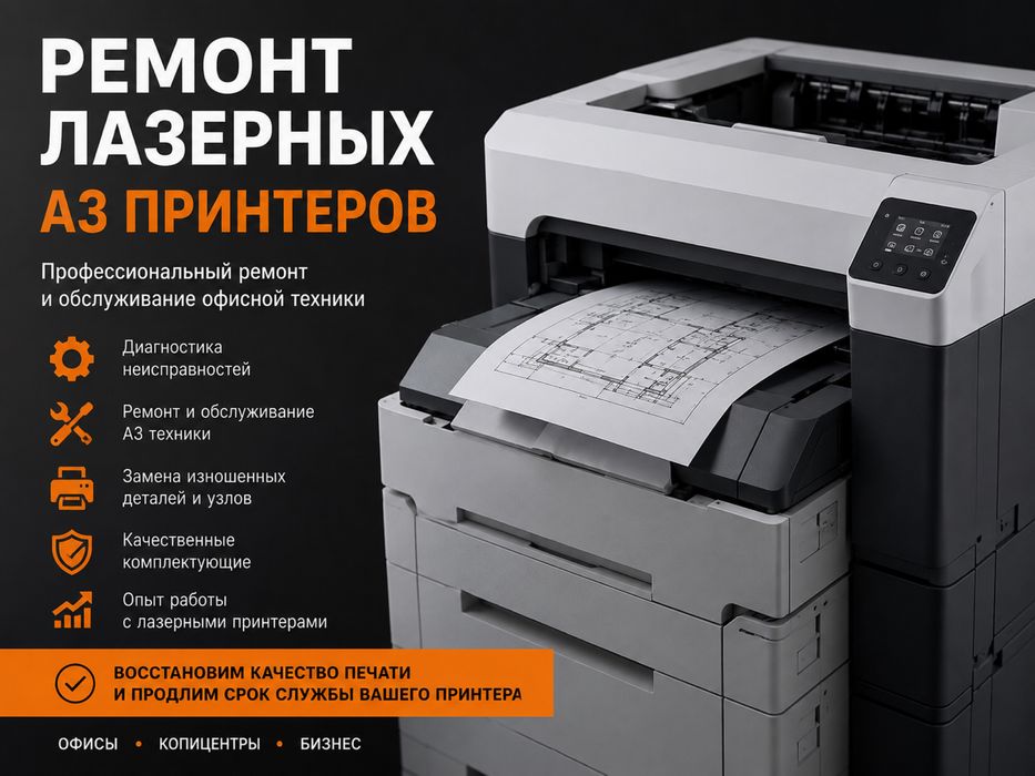 Ремонт лазерных принтеров А3 формата в Ташкенте.