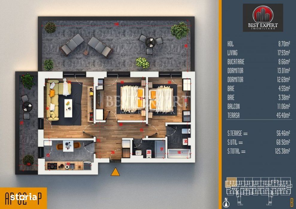 3 Camere | Terasa generoasa 56 mp | Direct Dezvoltator Comision 0%