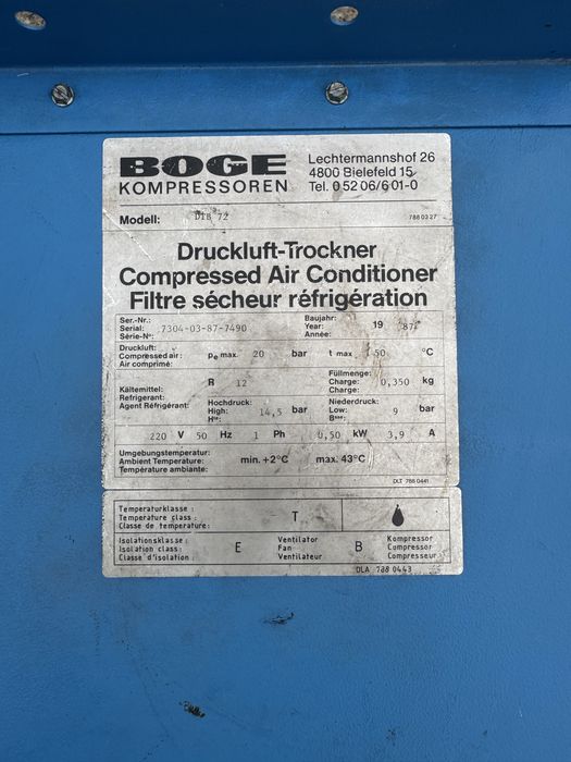 Uscator  Refrigerator Compresor Frigorific BOGE Industrial