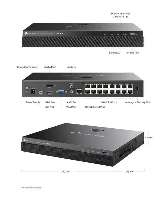 TP-Link VIGI NVR2016H/ 16-канальный сетевой  видеорегистратор 1.4