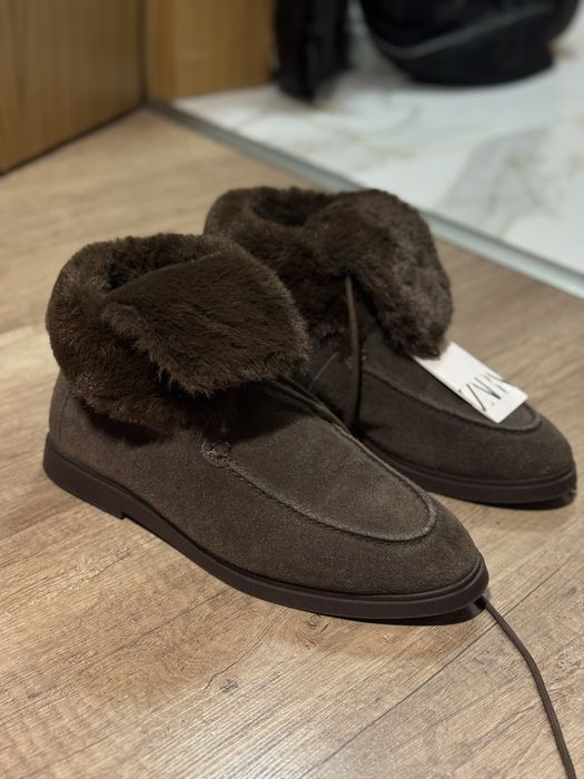 Кожени велурови боти обувки ZARA 37 размер
