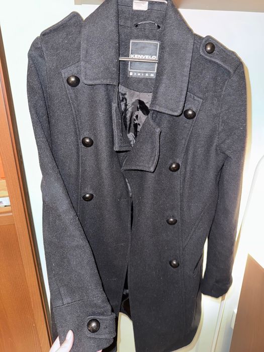 Дамско черно палто  Хс