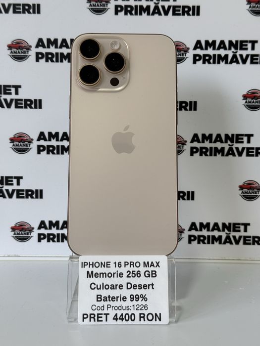 Iphone 16 Pro Max 256 Desert 99% Baterie Impecabil