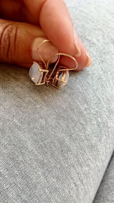 Златни обеци с камъни Аквамарин