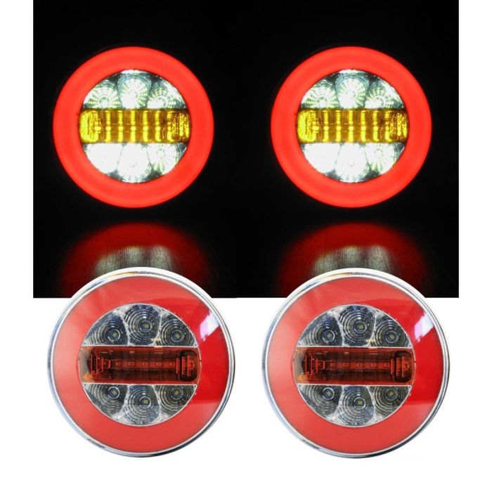 Кръгли LED светодиодни стопове задна светлина с неон ефект, стоп светлини за ремарке