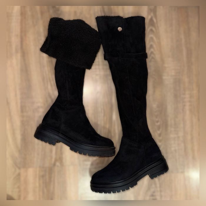 Дамски черни ботуши с два начина на носене