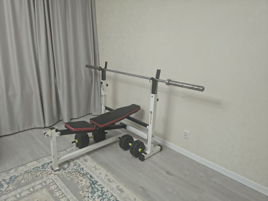 Скамья штанга блины