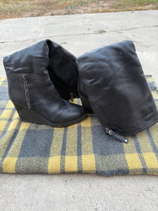 Сапоги кожаные, черные