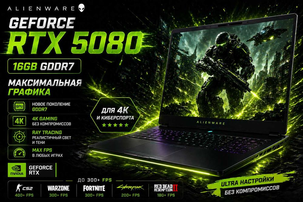 Dell Alienware 18/ Ultra 9/32GB/2TB/RTX5080 16GB/300Hz/ Гарантия 1 год