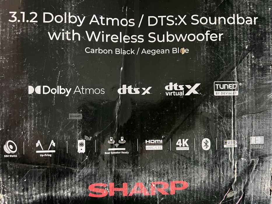 Soundbar Sharp Q HT-SBW53121(BK), 3.1.2, 550 W, Bluetooth 5.3, Черен