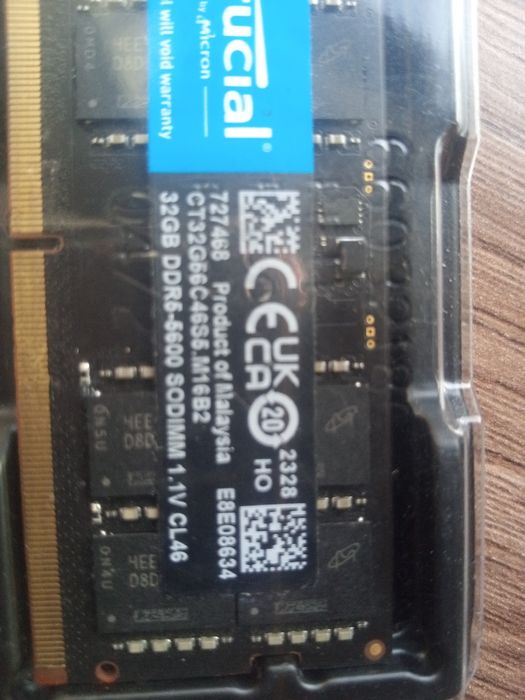 ОЗУ Ddr5 32gb Crucial,для ноутбука