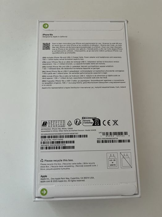 Iphone 16e 128GB бял