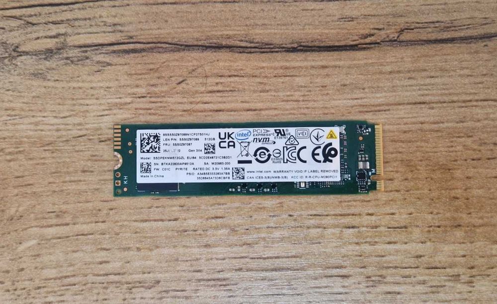 Быстрый SSD диск Intel NVMe M.2 512GB
