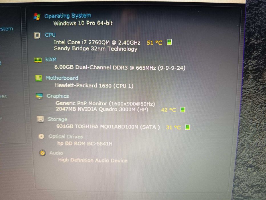 Laptop light gaming, HP Elitebook 8760w, core i7 2760qm octacore, ram 8gb, Nvidia quadro 3000m 2gb ddr5, hdd 1TB, 17,3 inch