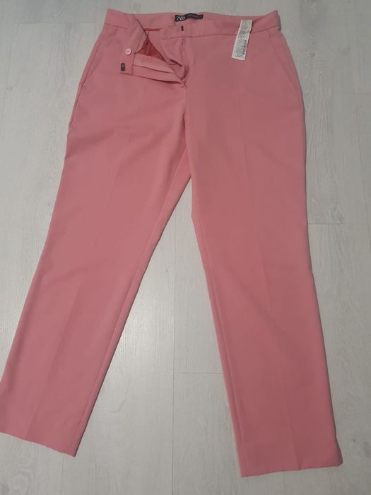 Pantaloni Zara roz, lila și lime mărime 40