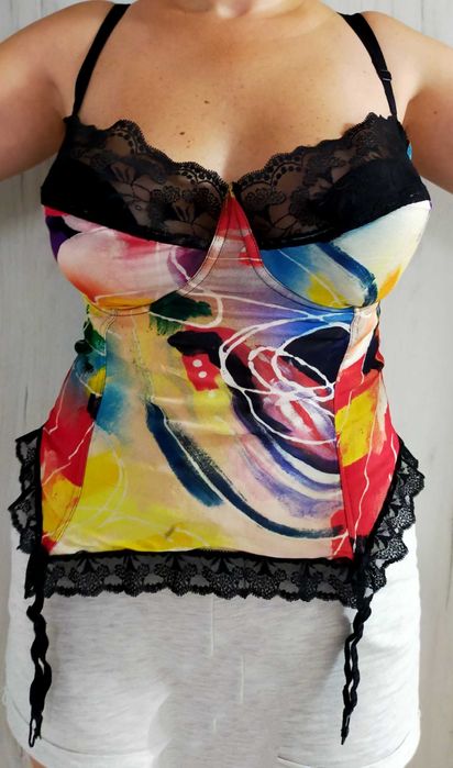 Corset lycra cu dantelă, livrare gratuită