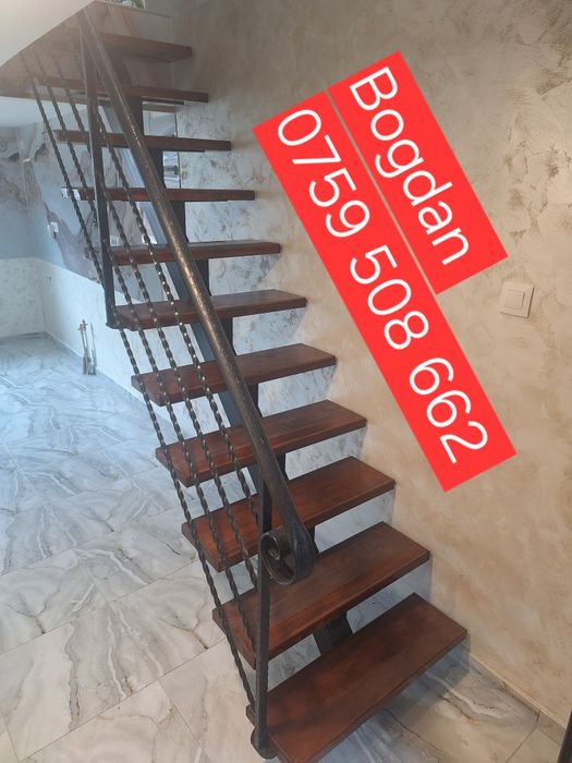 Vând scara spirala sau dreata de interior exterior lemn sau fier forja