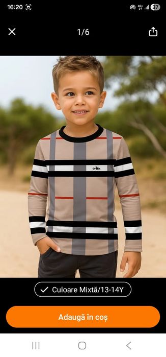 Bluze copii,model Burbbery,varsta 13/14/15 ani,new model