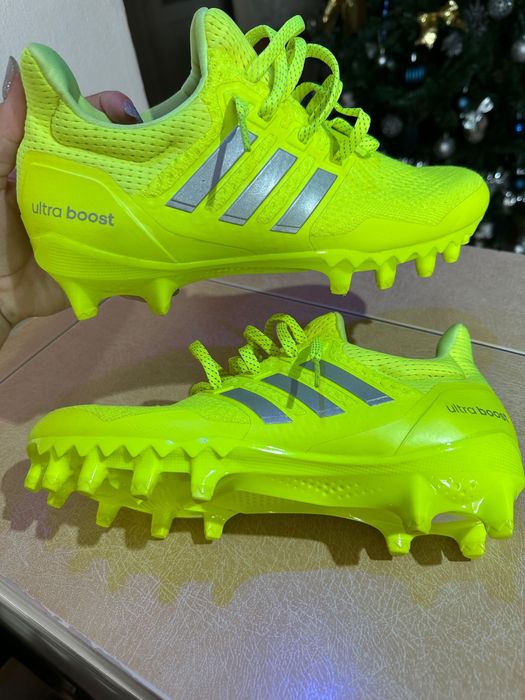 Ghete de fotbal Adidas, verde neon, crampoane
